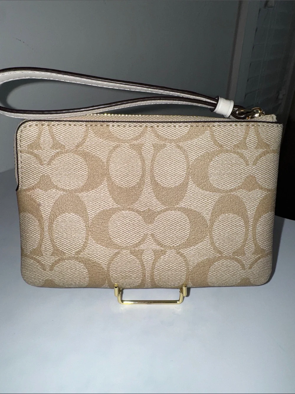 Coach Corner Zip Wristlet in Signature Canvas